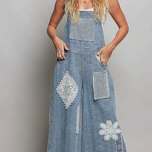 POL Blue Patterned Women's Jumpsuit